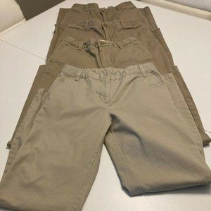3 Pairs Khaki Lands' End Girls Size 12 School Uniform Pants